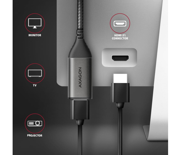 Axagon RVC-HI2M, USB-C - HDMI 2.0a adapter 4K/60Hz HDR10 - 1353446 - zdjęcie 8